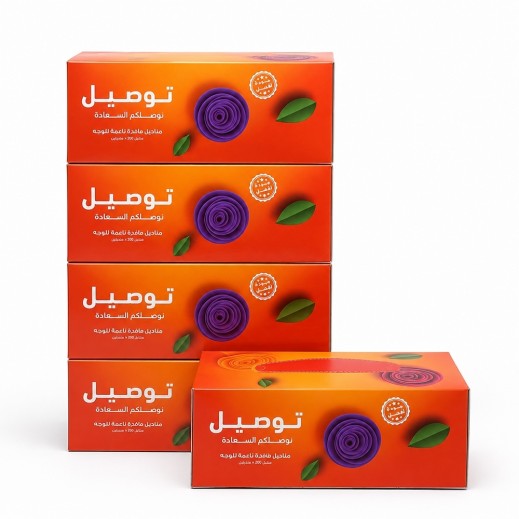 توصيل اسينشالز - مناديل وجه تجارية - 200 منديل × 2 طبقة - 5 حبة