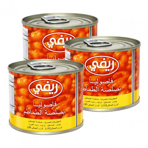 ريفي فاصوليا مطبوخة في صلصة طماطم 3× 142 جم 