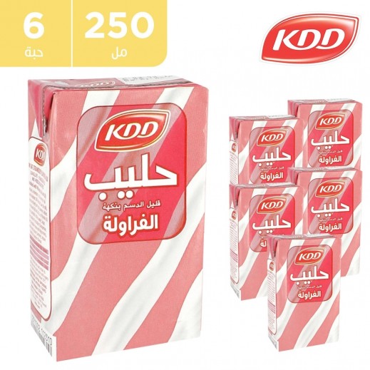 كى دى دى – حليب بنكهة الفراولة 250 مل ( 6 حبة ) - يتم التوصيل بواسطة توصيل فاست