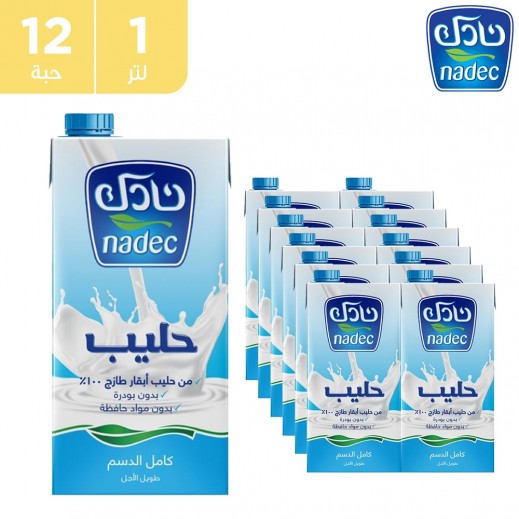 حليب كامل الدسم وطويل الأجل من نادك (12 × 1 لتر)