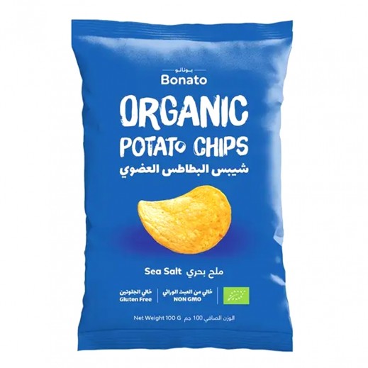 بوناتو - رقائق البطاطا العضوية بنكهة ملح البحر 100 جم