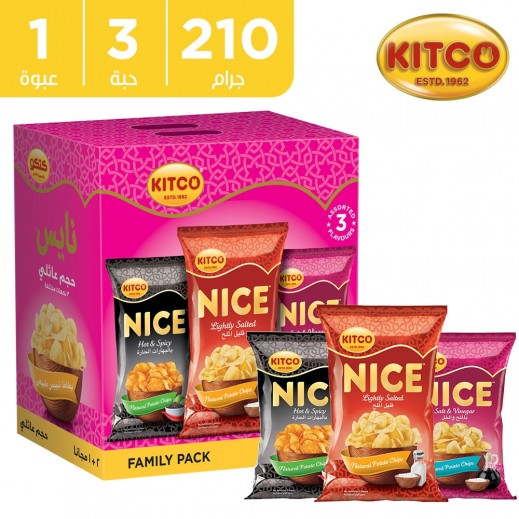 نايس - عيدان بطاطا طبيعية نكهات متنوعة 3 × 210 جم - يتم التوصيل بواسطة توصيل فاست