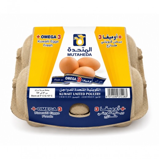 المتحدة بيض بني كبير طازج غني بالاوميجا 3 - 60/70 - 6 حبات