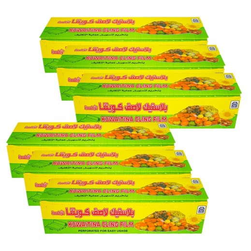 كويتنا - بلاستيك لاصق للأطعمة 350 سم × 30 سم 6 رول
