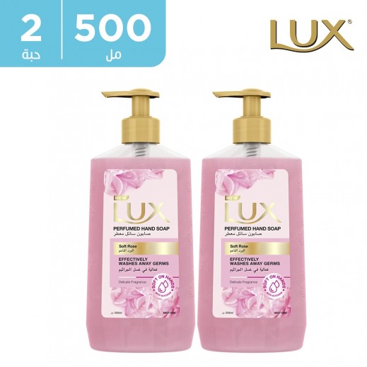 لوكس - غسول اليدين بعطرالورد الناعم 2 × 500 مل - يتم التوصيل بواسطة توصيل فاست