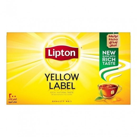 ليبتون - شاي أسود العلامة الصفراء 200 كيس شاي - يتم التوصيل بواسطة توصيل فاست