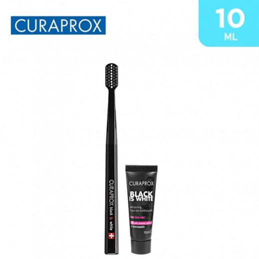 Curaprox Black Is White Whitening Toothpaste 10 ml - يتم التوصيل بواسطة توصيل فاست