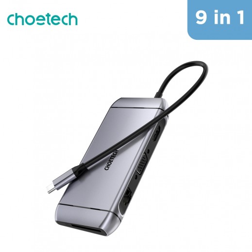 جيوتك – 9 في 1 موزع USB-C – رمادي