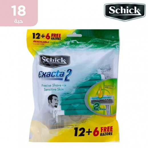 شيك ماكينة حلاقة إكزاكتا 2 للرجال للبشرة الحساسة 12 + 6 مجاناً - يتم التوصيل بواسطة توصيل فاست