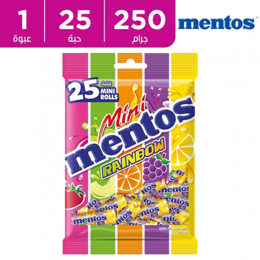 منتوس حلوى قوس قزح ميني رولز بالفواكه 25 حبة 250 جم - يتم التوصيل بواسطة توصيل فاست