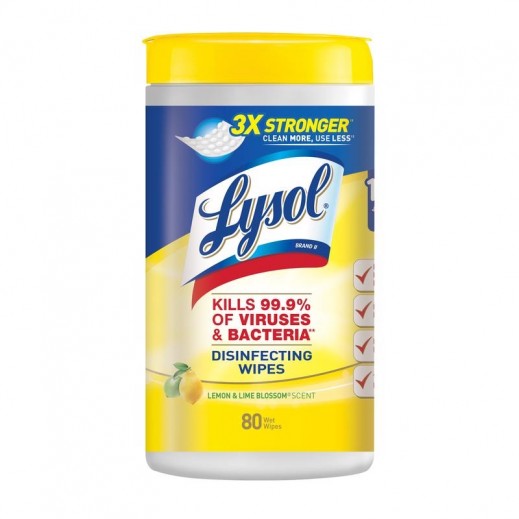 لايسول مناديل مطهرة برائحة الليمون وزهر الليمون 80 منديل