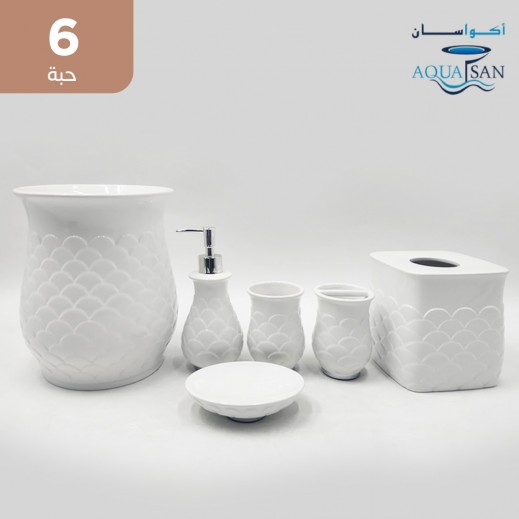 اكواسان - طقم اكسسوار حمام لؤلؤى - 6 حبة
