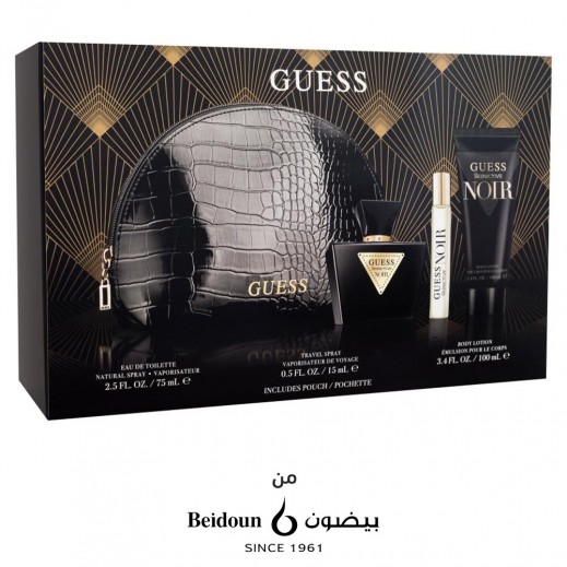 جيس عطر او دو تواليت سيدكتف نوير للنساء 75 مل + مرطب الجسم 100 مل + سبراي السفر 15 مل + حقيبة