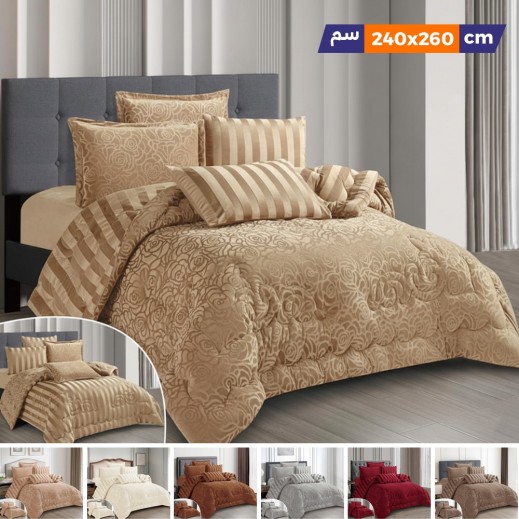 مورا - لحاف روز مارى شتوي 6 قطع نفرين 240*260 سم - يتم التوصيل بواسطة Taw9eel Within 24 Hours