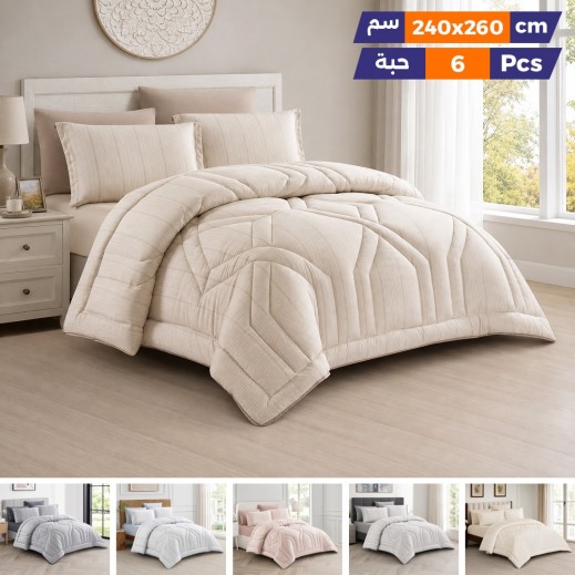  مورا  - طقم لحاف ساتان 6 قطع 240 × 260 سم - يتم التوصيل بواسطة Taw9eel Within 24 Hours