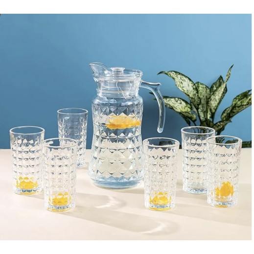 إبريق زجاجي مع أكواب سعة 1.8 لتر - يتم التوصيل بواسطة توصيل خلال 24 ساعة عمل