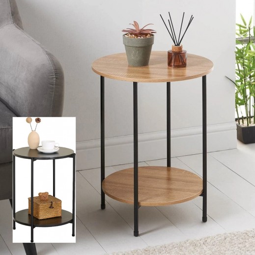 طاولة جانبية دائرية 2 رف 43.3 × 56.5 سم