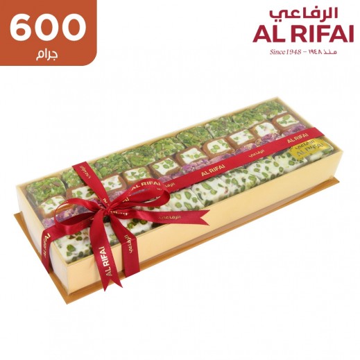 الرفاعي -  علبة ملبن هدية مستطيلة 600 جم - يتم التوصيل بواسطة  الرفاعي للمكسرات خلال 6 ساعات عمل
