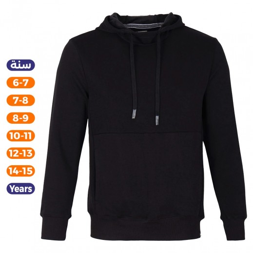 بلوفر ولادي بغطاء رأس من إن – أسود - يتم التوصيل بواسطة توصيل خلال 24 ساعة 