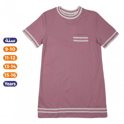 فستان تيشرت بناتي من إن - وردي - يتم التوصيل بواسطة توصيل خلال 24 ساعة 