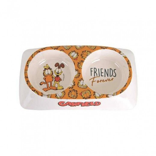 جارفيلد - وعاء مزدج للطعام والماء من الميلامين  - 16 لتر × 27 عرض × 5.5 ارتفاع سم - يتم التوصيل بواسطة بت زون- خلال 4 ساعات عمل