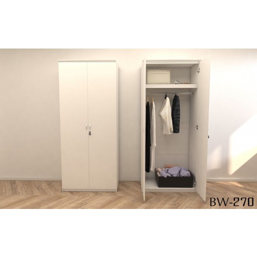 Thailand 2 Door Wooden Cabinet 90x190x40 CM White - يتم التوصيل بواسطة  ROCA فى خلال 3 ايام عمل