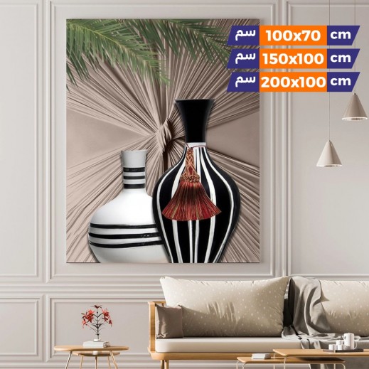 ڤيڤيد - لوحة قماش الكانفاس فازة مع أغصان خضراء - يتم التوصيل بواسطة توصيل خلال 24 ساعه