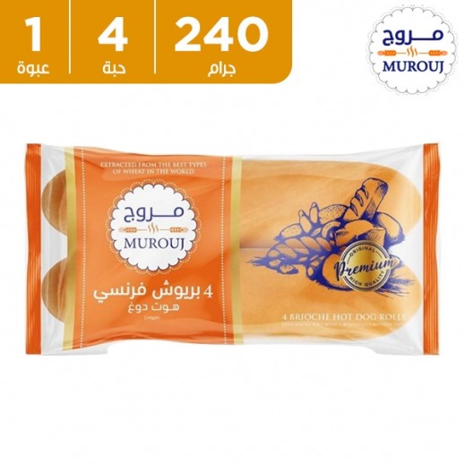 مروج - خبز هوت دوج بريوش فرنسي 4 حبات 240 جم - يتم التوصيل بواسطة توصيل فاست