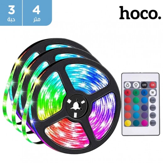 هوكو - شريط إضاءة LED بجهاز تحكم عن بعد 4 متر (3 حبة)