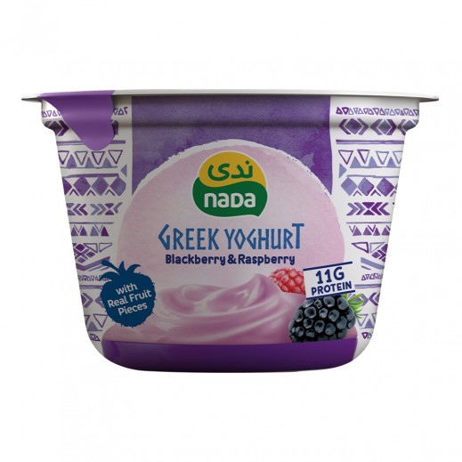 ندى - زبادي يوناني بالتوت الأسود وتوت العليق - 160 جم - يتم التوصيل بواسطة توصيل فاست