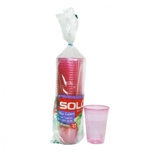 أكواب بلاستيك ملونة فائقة الجودة 16 أونصة - 24 حبة