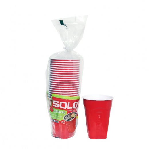 أكواب بلاستيك مربعة متنوعة 18 أونصة - 20 كوبًا