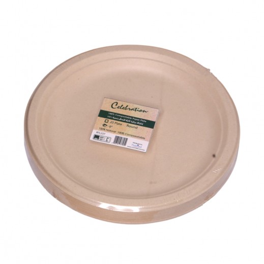 أطباق ورقية دائرية قابلة للتحلل من سيليبريشن 25 حبة  - 9 بوصة