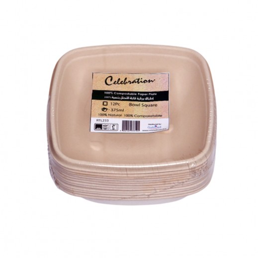 أطباق ورقية مربعة قابلة للتحلل من سيليبريشن 12 حبة  - 375 مل