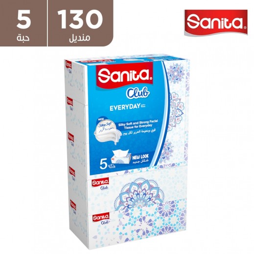 سانيتا كلوب - محارم وجه - 130 ورقة - 5 حبة - يتم التوصيل بواسطة توصيل فاست