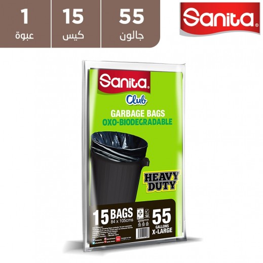 سانيتا كلوب - أكياس قمامة 55 جالون (15 كيس) - يتم التوصيل بواسطة توصيل فاست
