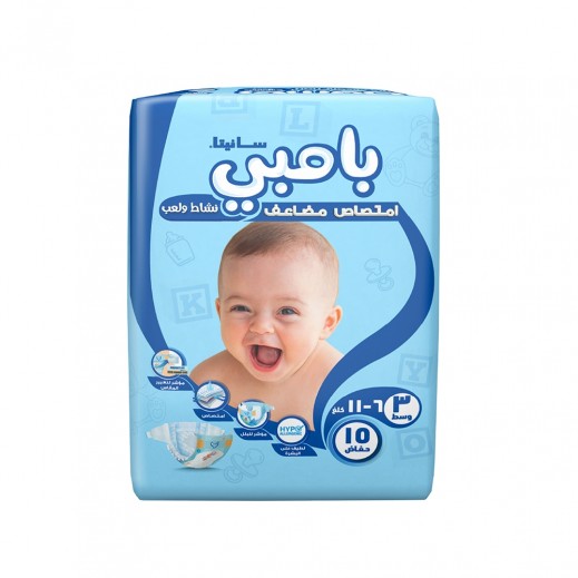 سانيتا بامبى - حفاضات للأطفال مقاس 3 متوسط ( 6-11 كيلو) - 15 حفاض - يتم التوصيل بواسطة توصيل فاست