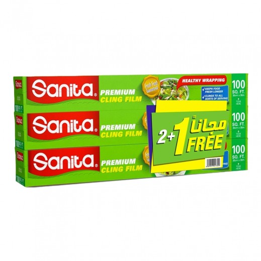 سانيتا - نايلون لاصق للتغليف 30 سم × 30 متر 2 + 1 مجانًا 