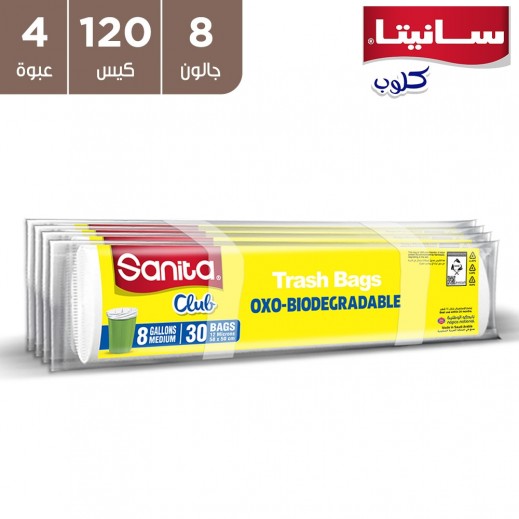  سانيتا كلوب أكياس نفايات 8 جالون (4 × 30 حبة) - يتم التوصيل بواسطة توصيل فاست