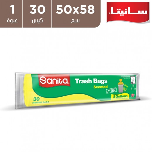 سانيتا - أكياس نفايات معطرة 8 جالون 58 × 50 سم - 30 كيس 