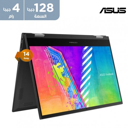أسوس - لابتوب فيفوبوك فليب 14 بوصة معالج إنتل سيليرون ذاكرة 4 جيجابايت وسعة تخزين 128 جيجابايت - أزرق