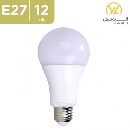 اليوسفي للإضاءة - مصباح LED ايه60 إي27 - 12 واط - 3000 كلفن - يتم التوصيل بواسطة توصيل فاست