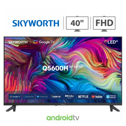 سكاي وورث تلفزيون ذكي QLED FHD بنظام أندرويد مقاس 40 بوصة - يتم التوصيل بواسطة  Taw9eel خلال يومين عمل 