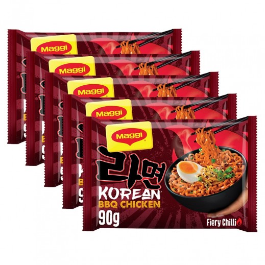 ماجي نودلز كورية بنكهة باربكيو الدجاج 5 × 90 جم