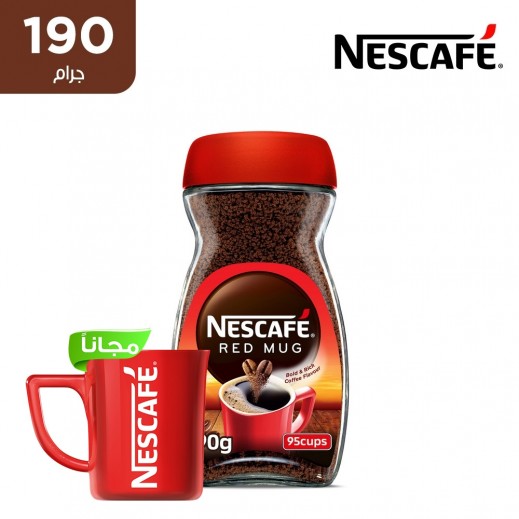 نسكافيه - قهوة سريعة التحضير ريد ماج 190 جم + كوب مجاناً - يتم التوصيل بواسطة توصيل فاست