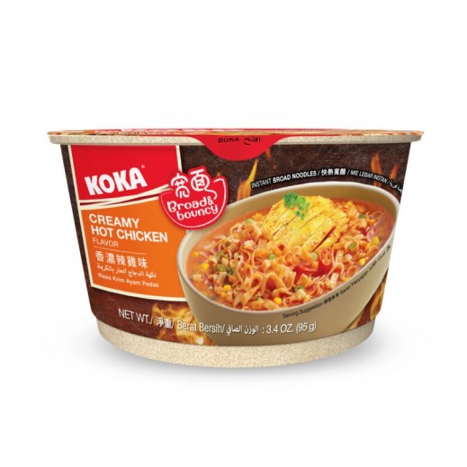 نودلز عريضة فوريّة من كوكا بنكهة دجاج حار بالكريمة (95 جم) - يتم التوصيل بواسطة توصيل فاست