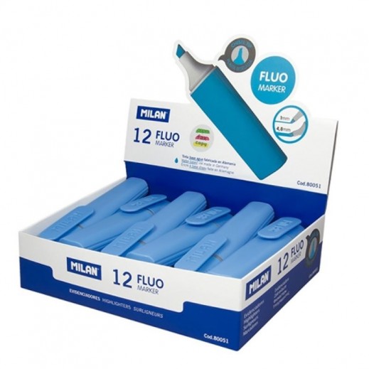 ميلان  - قلم ماركر فلوري لون أزرق 12 حبة