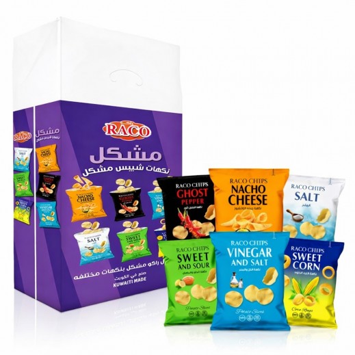 راكو حلقات واقماع الذرة & رقائق البطاطا نكهات متنوعة 16 × 15 جم