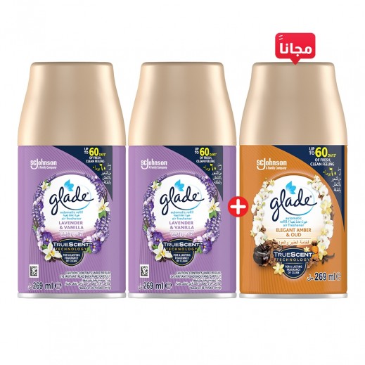 معطر جو جليد الأوتوماتيكي لإعادة التعبئة لافندر وفانيليا + عنبر وعود فاخر 269 مل (2+1 مجاناً)