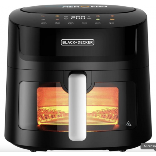 بلاك + ديكر قلاية هوائية رقمية 1800 واط 8 في 1 مع نافذة - AF7210-B5